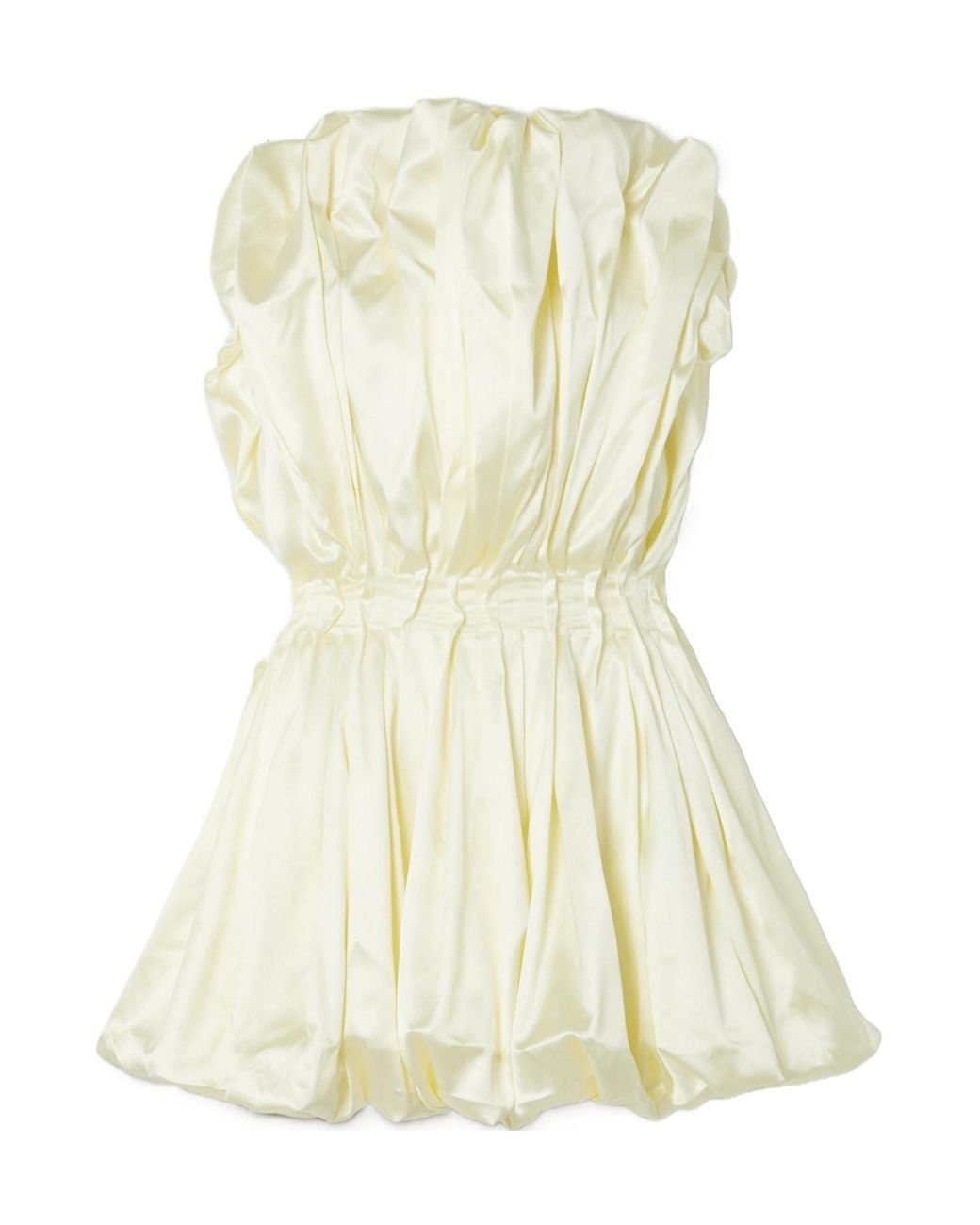 TOVE Metallic Strapless Gathered Satin Top