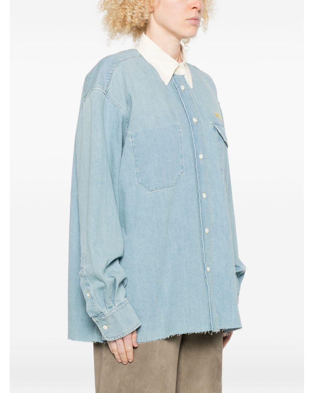 Miu Miu Blue Oversized Denim Shirt