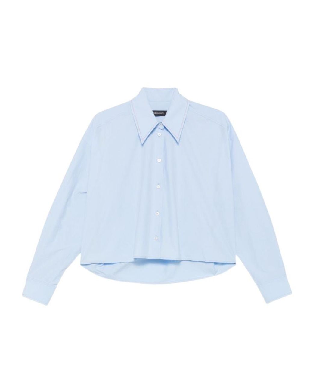 Fabiana Filippi Blue Cropped Long-Sleeve Shirt