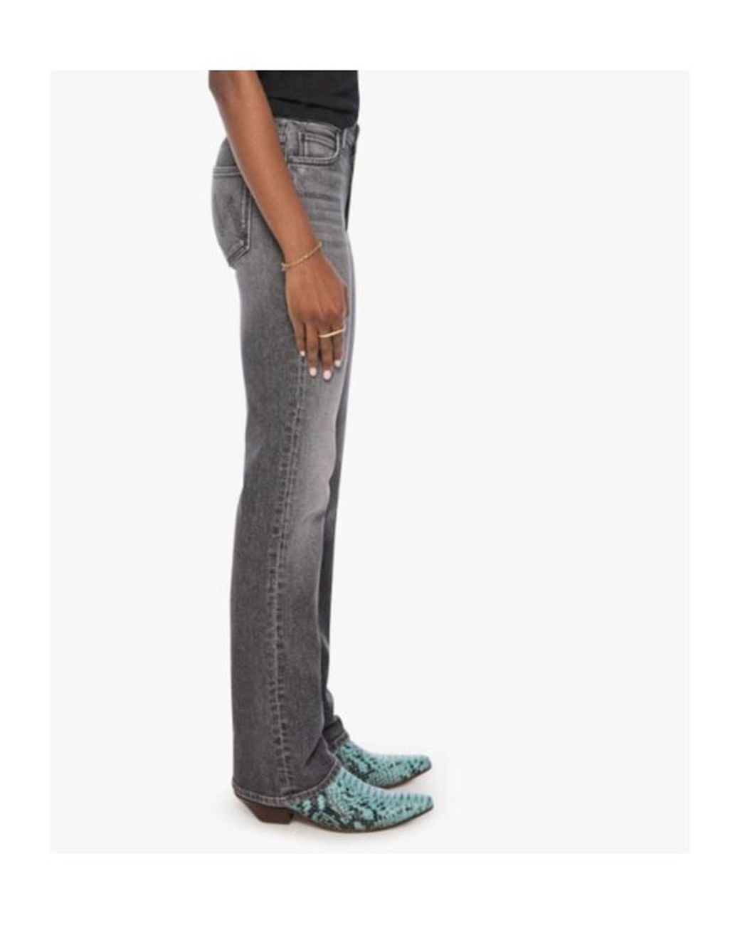 Mother Gray The Kick It High-Rise Straight Jeans