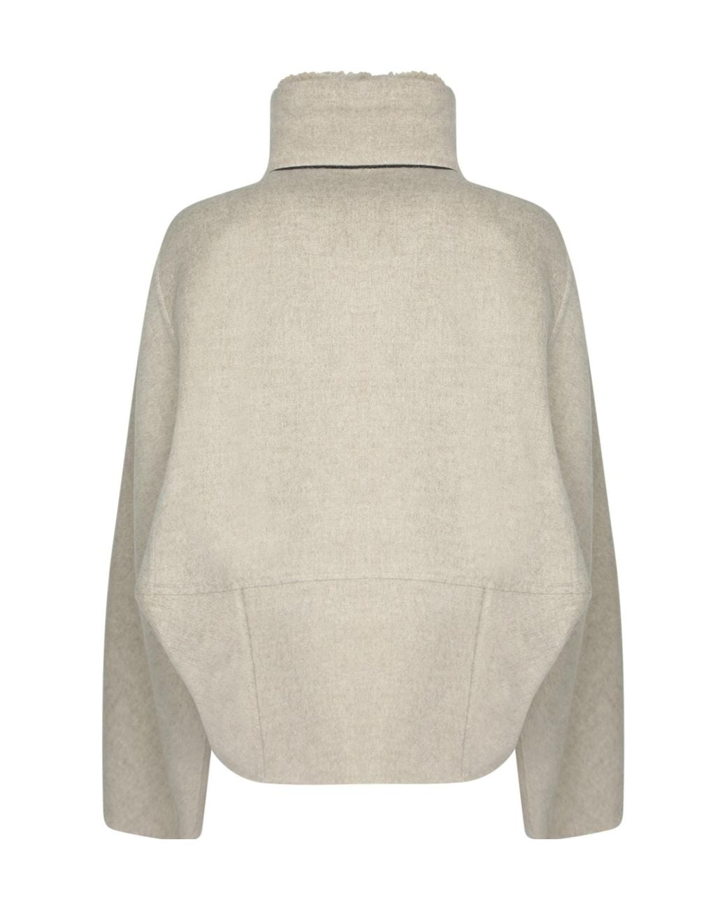 Brunello Cucinelli Natural Shearling-Lined High-Neck Jacket