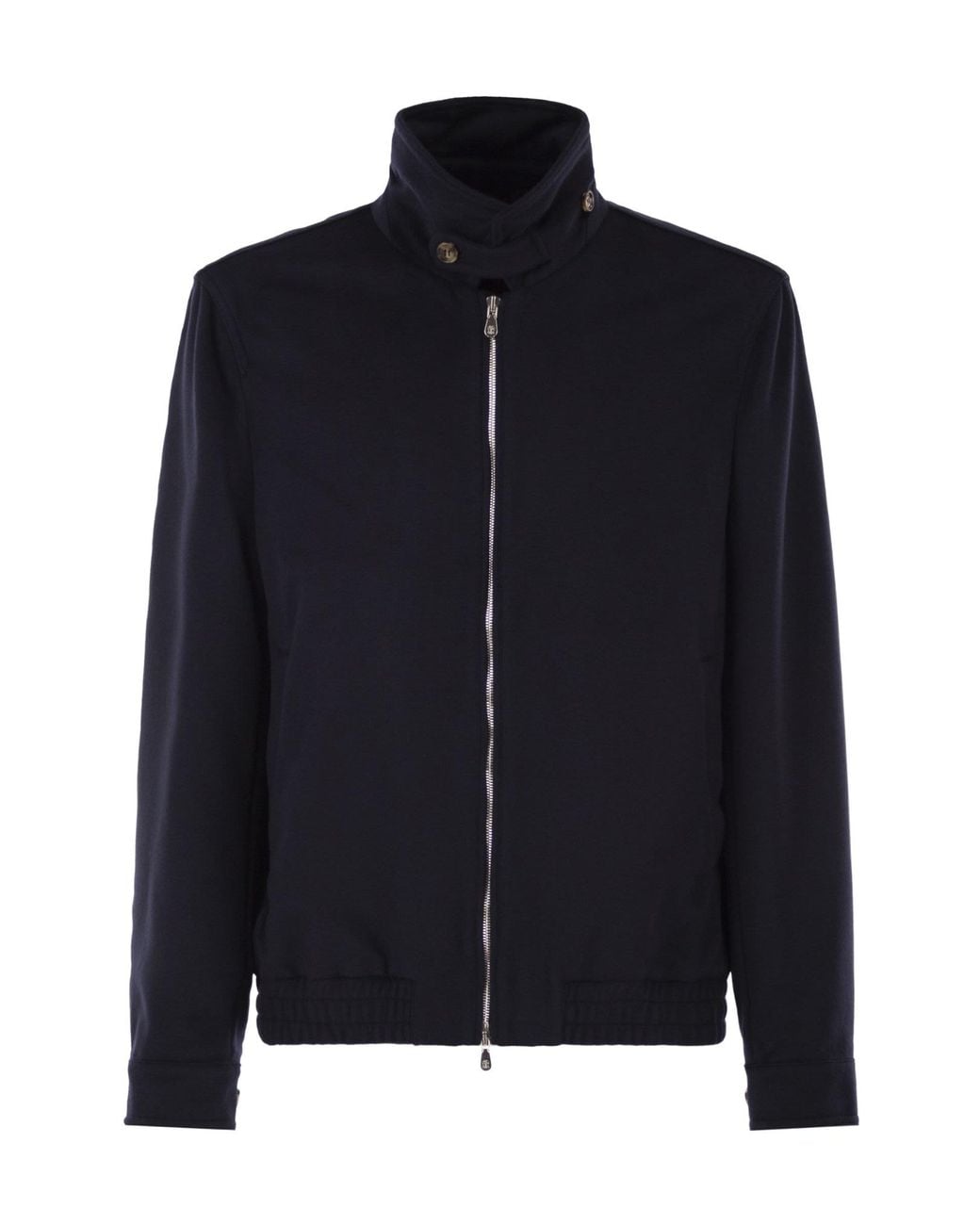 Brunello Cucinelli Blue Stand-Collar Wool Jacket for men