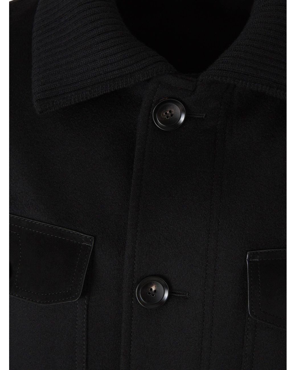 Brioni Black Short Cashmere-Wool Coat for men
