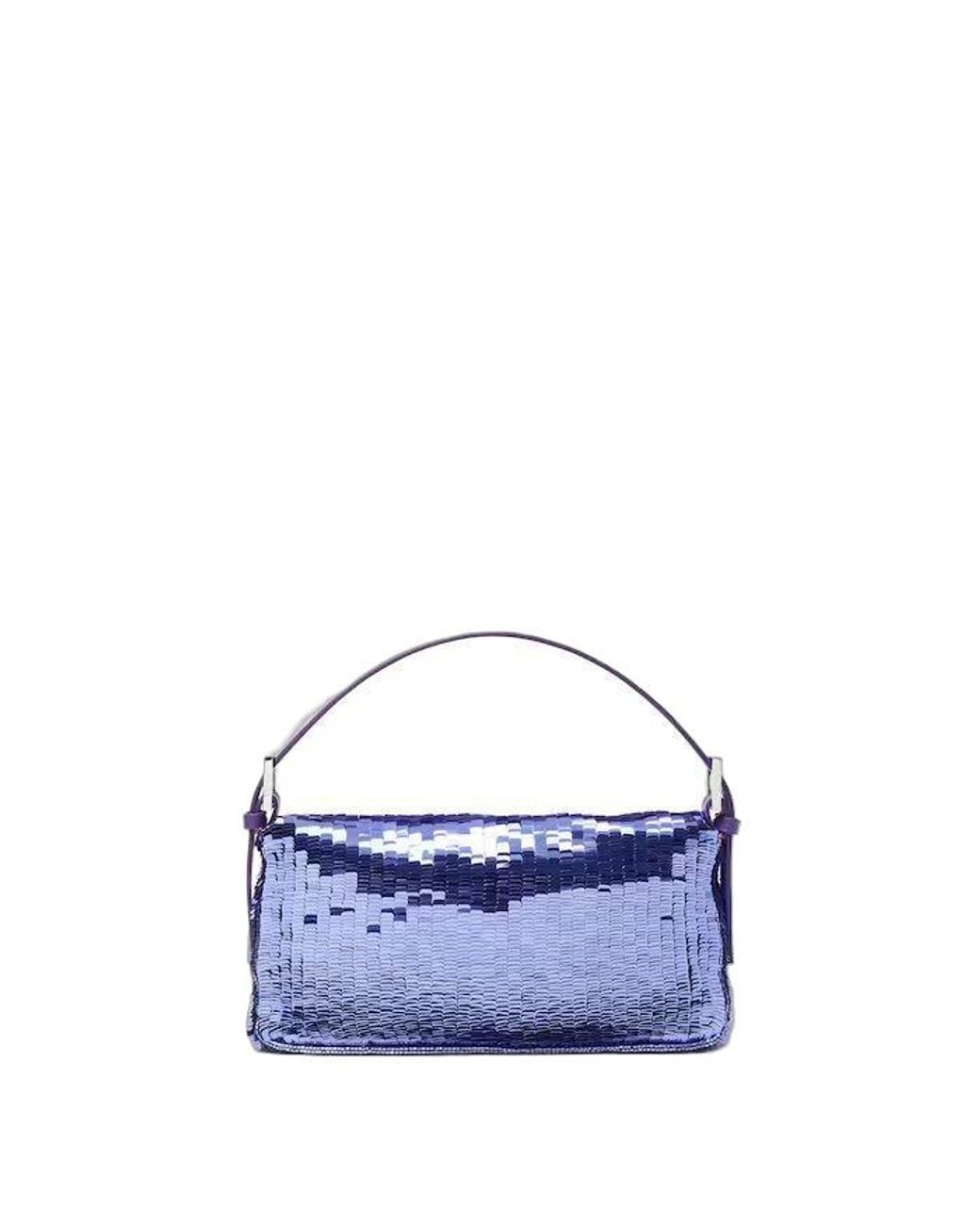 Fendi Blue Baguette 26424 Sequin Embellished Shoulder Bag