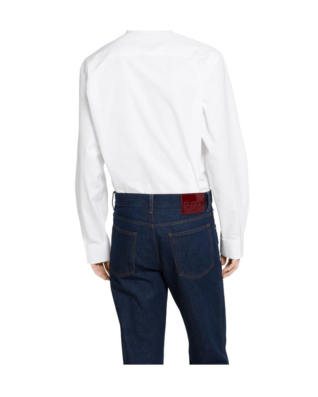 Gucci White Embroidered Poplin Shirt for men