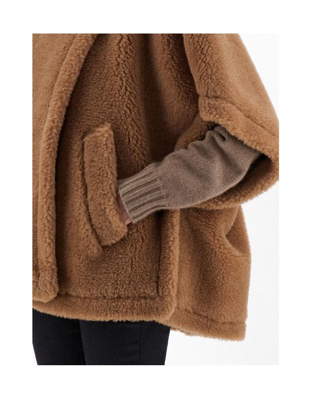 Max Mara Brown Teddy-Fabric Oversized-Collar Cape