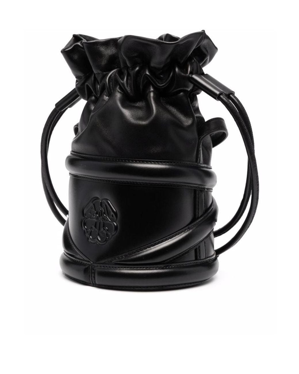Alexander McQueen Black Logo Printed Drawstring Bucket Bag