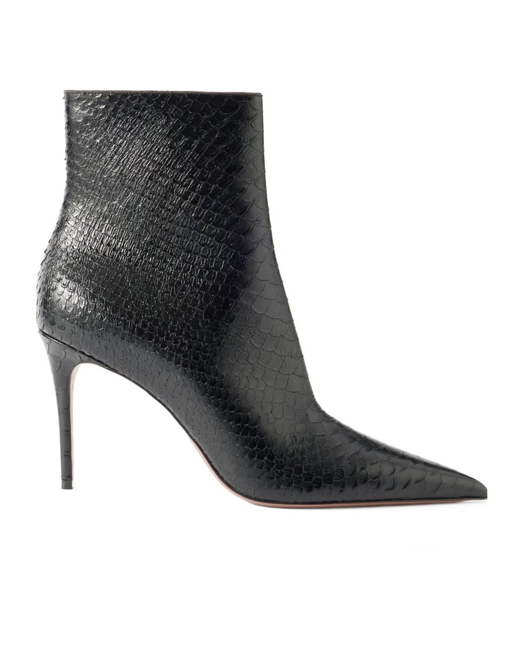 Paris Texas Black Vera Snake-Effect Stiletto Boots