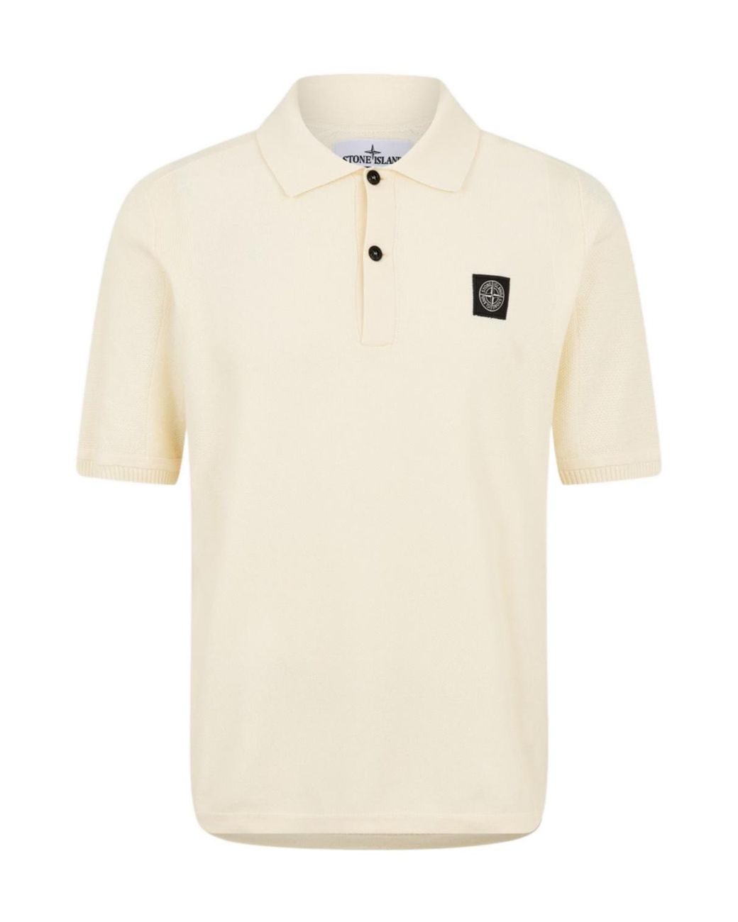 Stone Island White Logo Short-Sleeved Polo Shirt for men