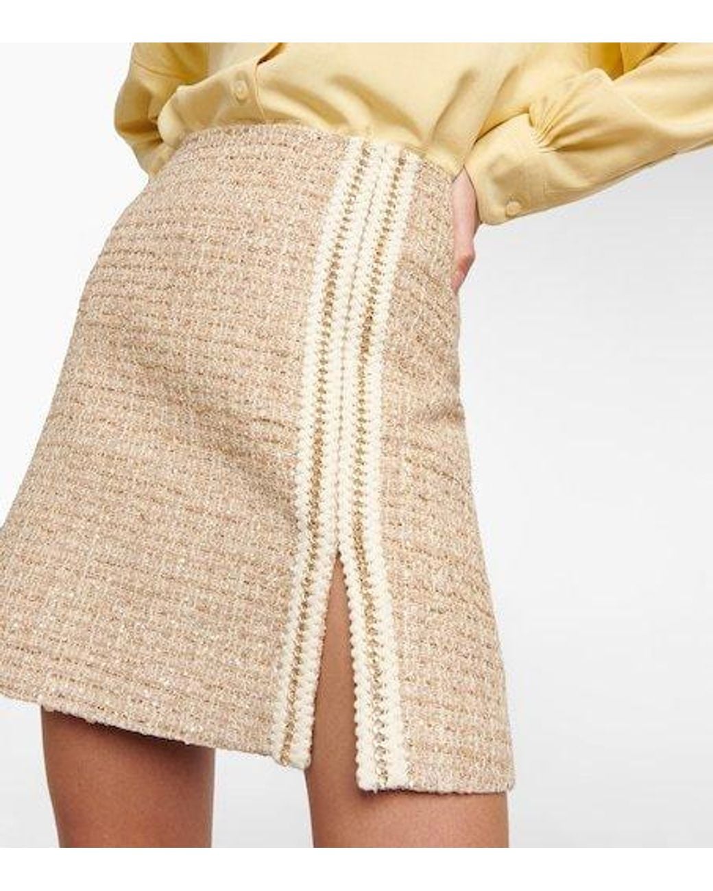 Giambattista Valli Natural Sequined Tweed Miniskirt