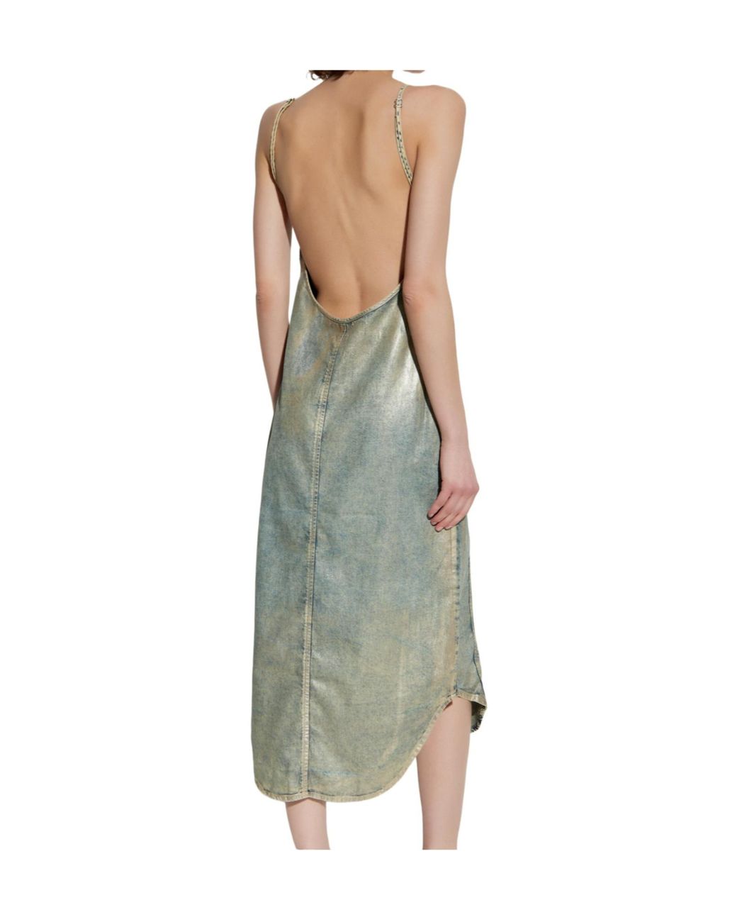 DIESEL Green De-Vera-S Logo Plaque Sleeveless Dress
