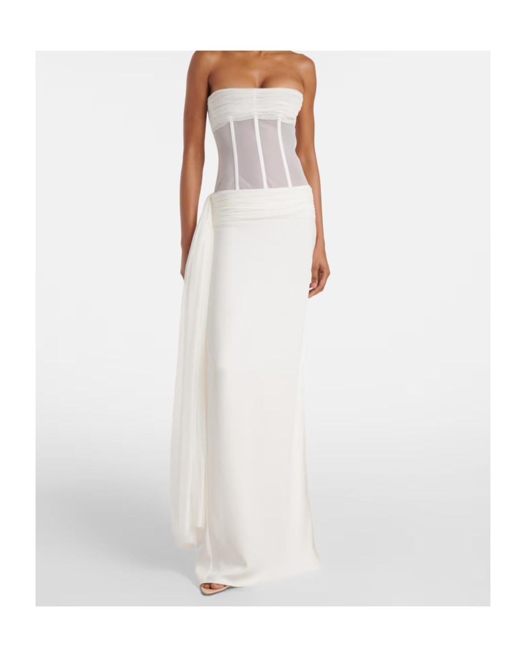 Christopher Esber White Bridal Veiled Corset Dress