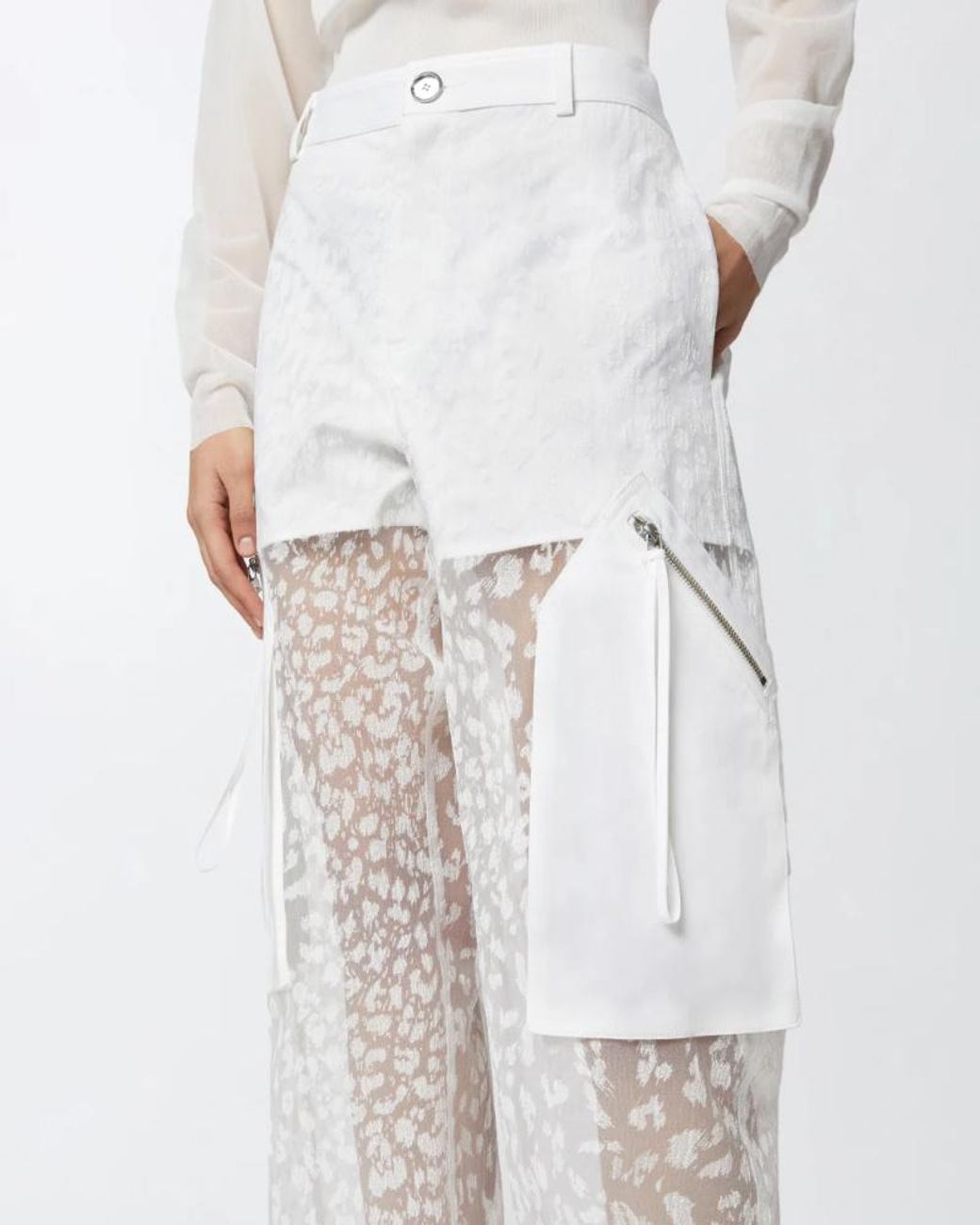 Pinko White Panelled Straight-Leg Trousers