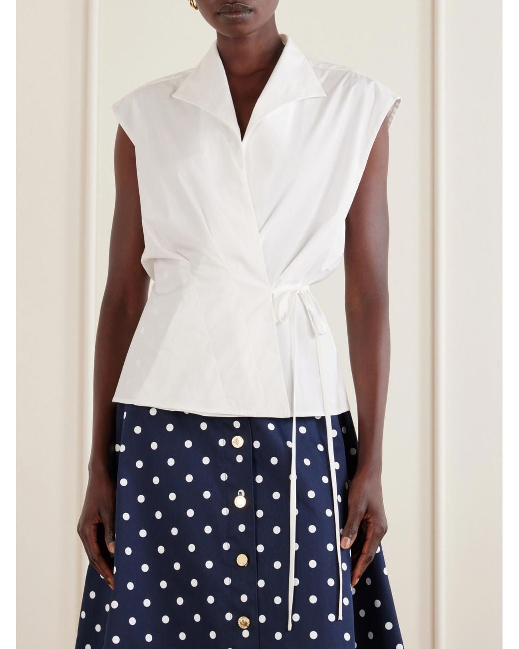 Carolina Herrera White Cotton-Blend Shirt