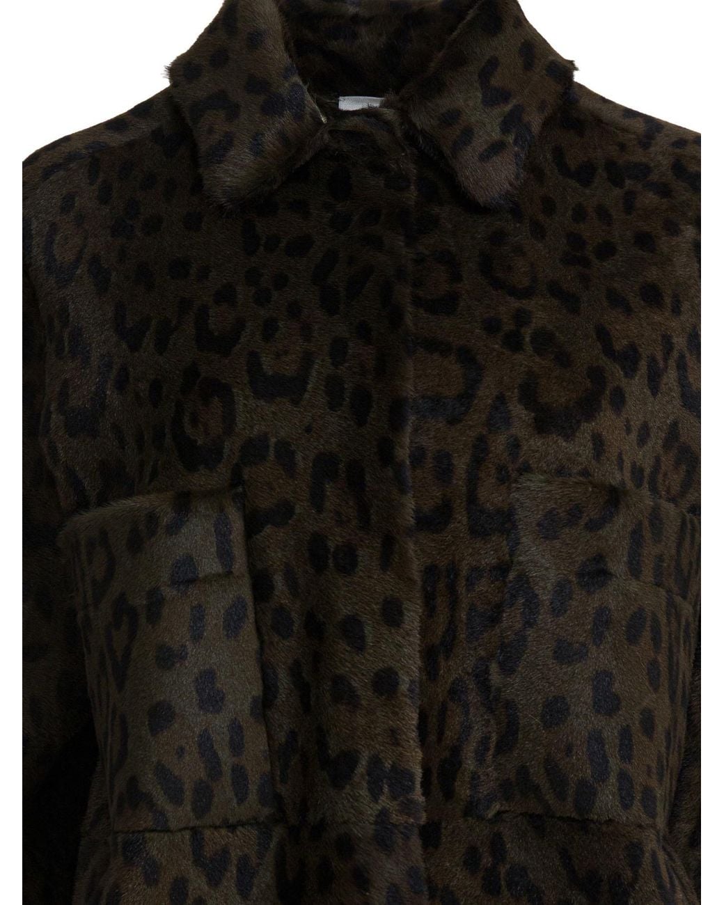 FURLING BY GIANI Black Leopard Pockets Coat