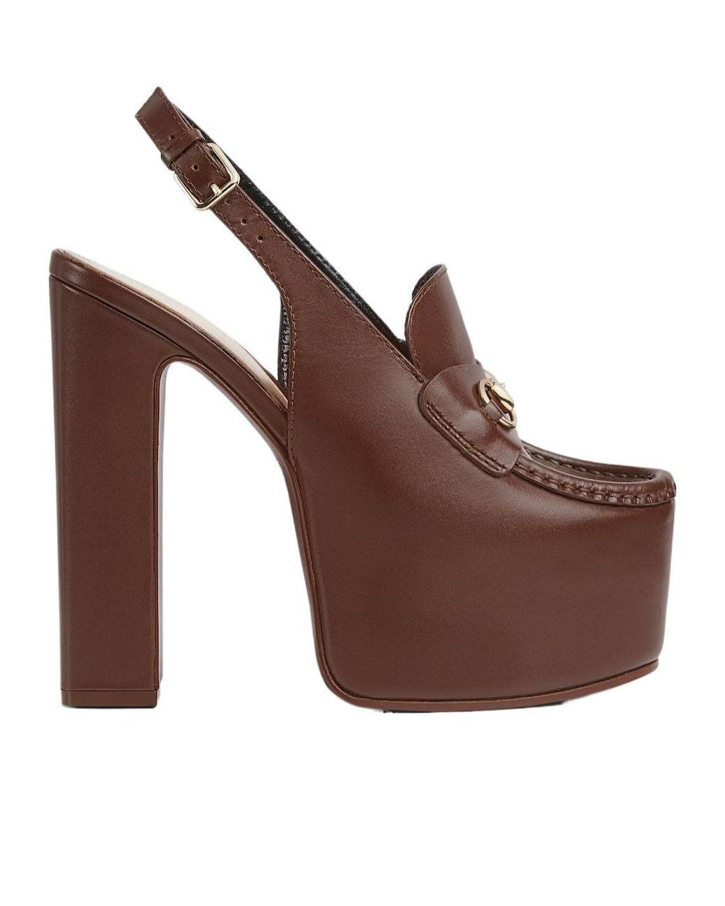 Gucci Brown Horsebit Platform Loafer Slingback