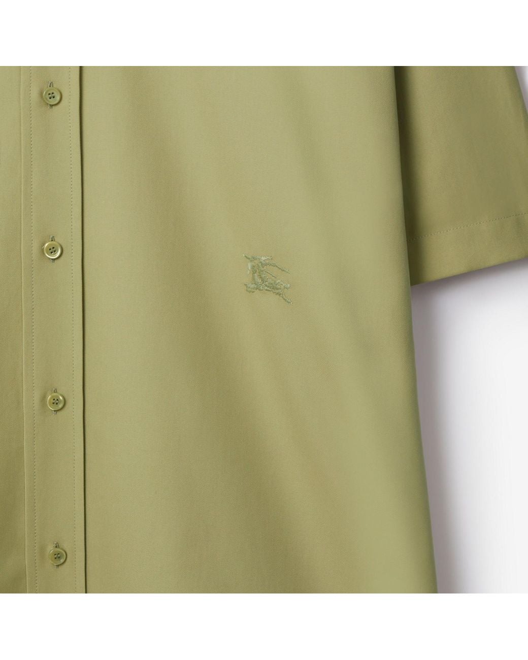 Burberry Green Logo-Embroidered Short Sleeved Poplin Shirt for men