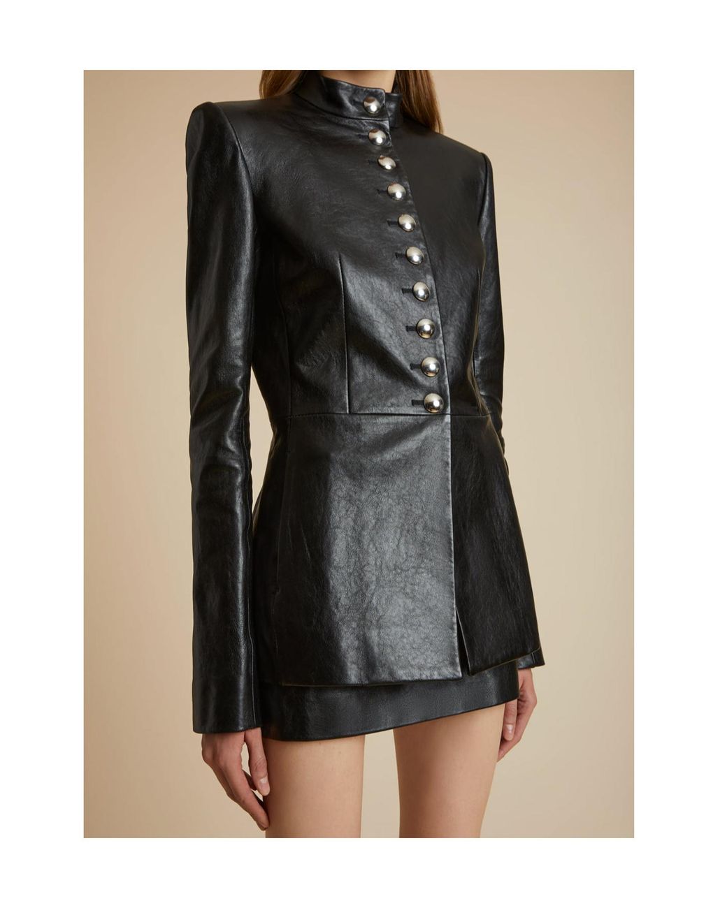 Khaite Black Button-Up Leather Jacket