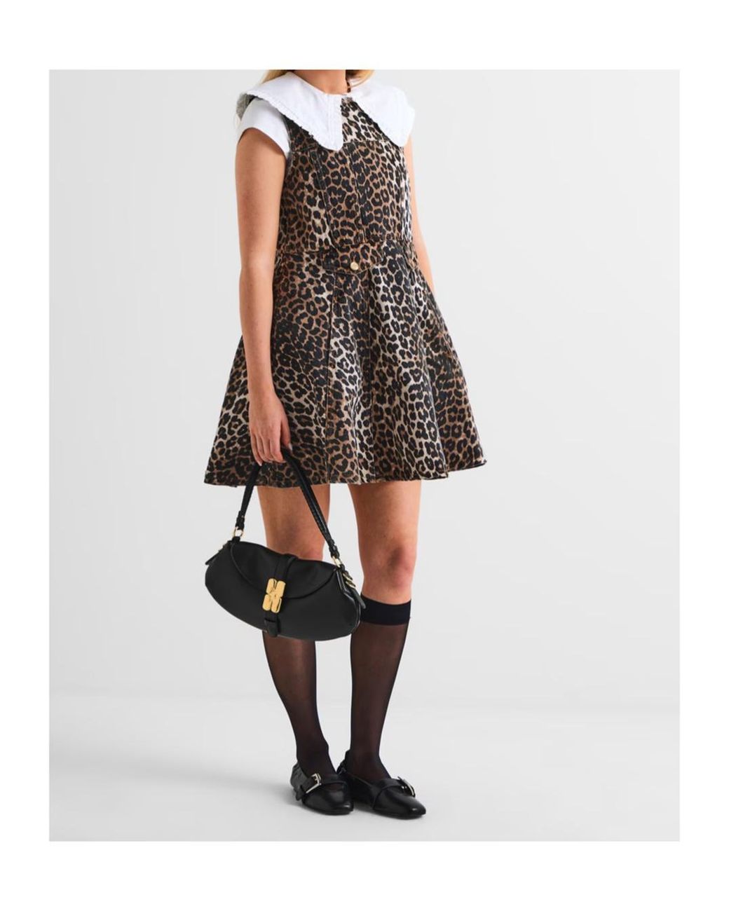 Ganni Black Printed Sleeveless Dress