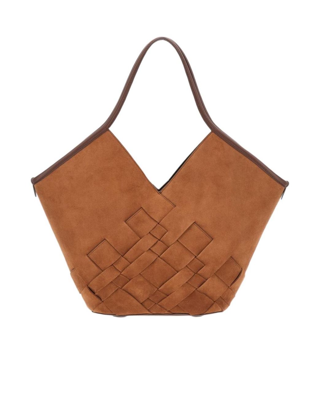 Hereu Brown Interlock V-Shape Tote Bag