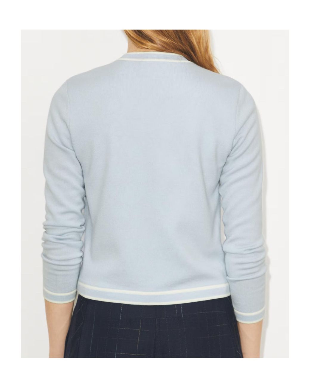 Tory Burch Blue Kendra Crewneck Buttoned Cardigan