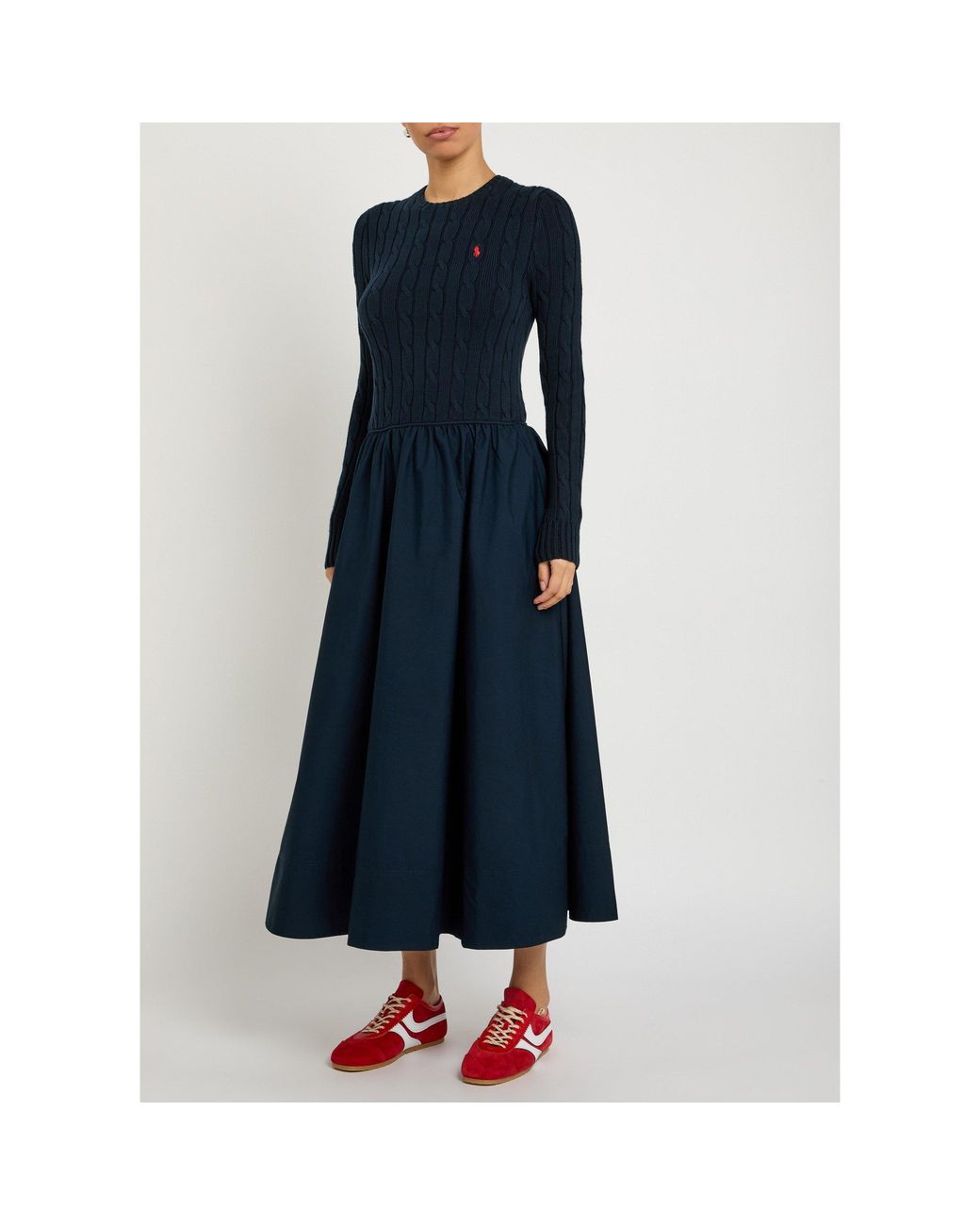 Polo Ralph Lauren Blue Patchwork Mid-Length Dress