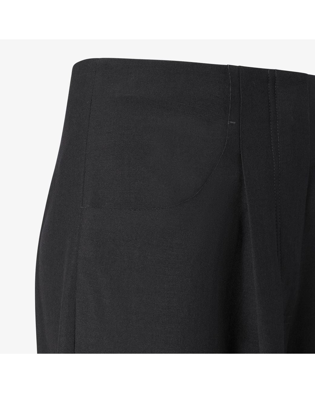 Fendi Black Pleated Wide-Leg Trousers