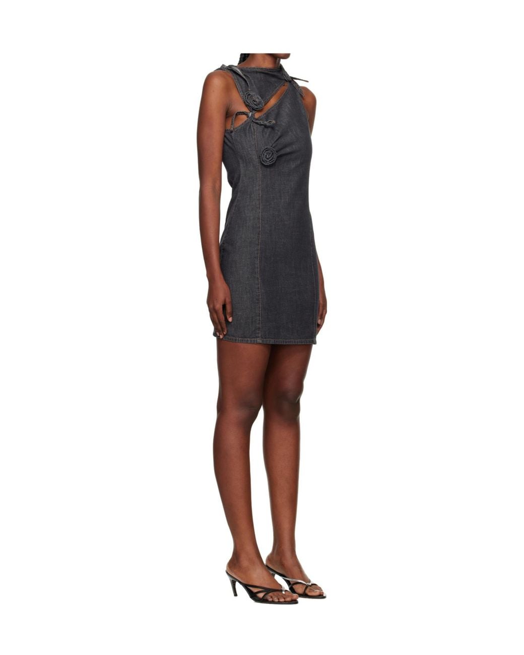 Coperni Black Floral Appliqué Mini Dress