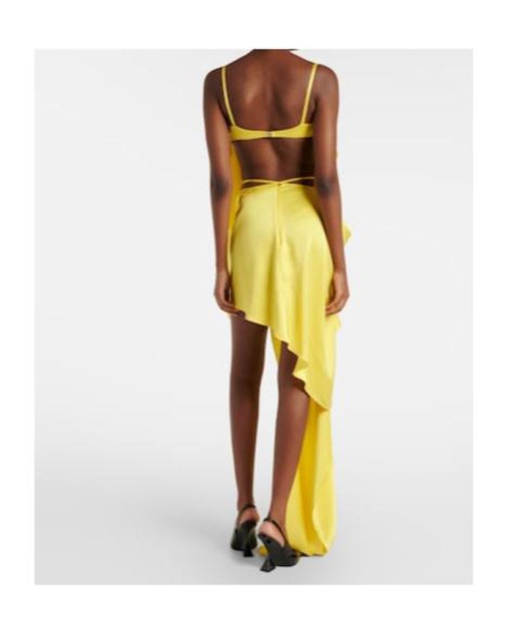 David Koma Yellow Draped Satin Top And Skirt Set