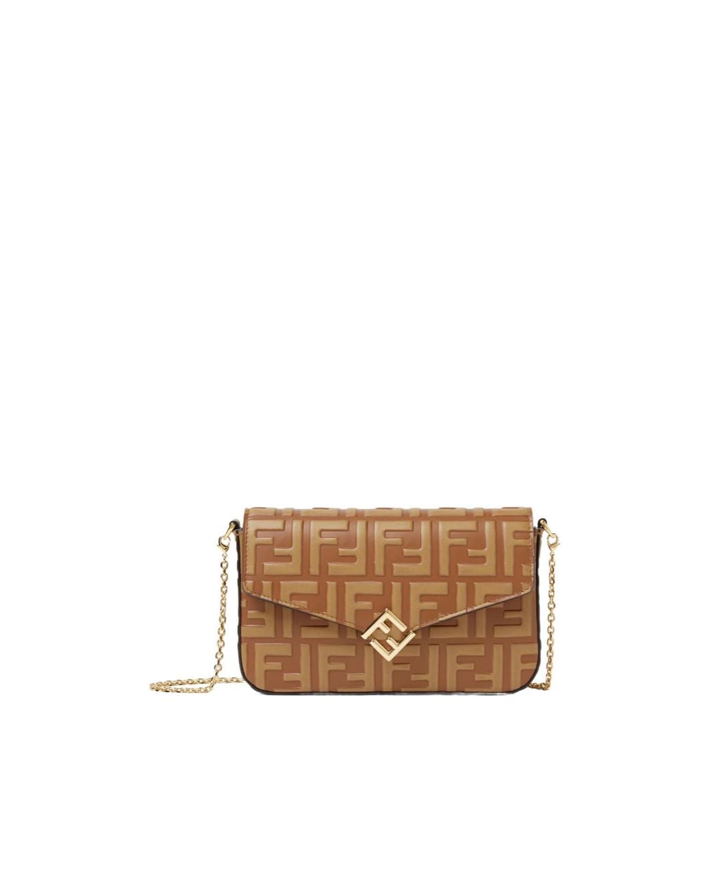 Fendi Brown Ff Diamonds Chain-Linked Wallet