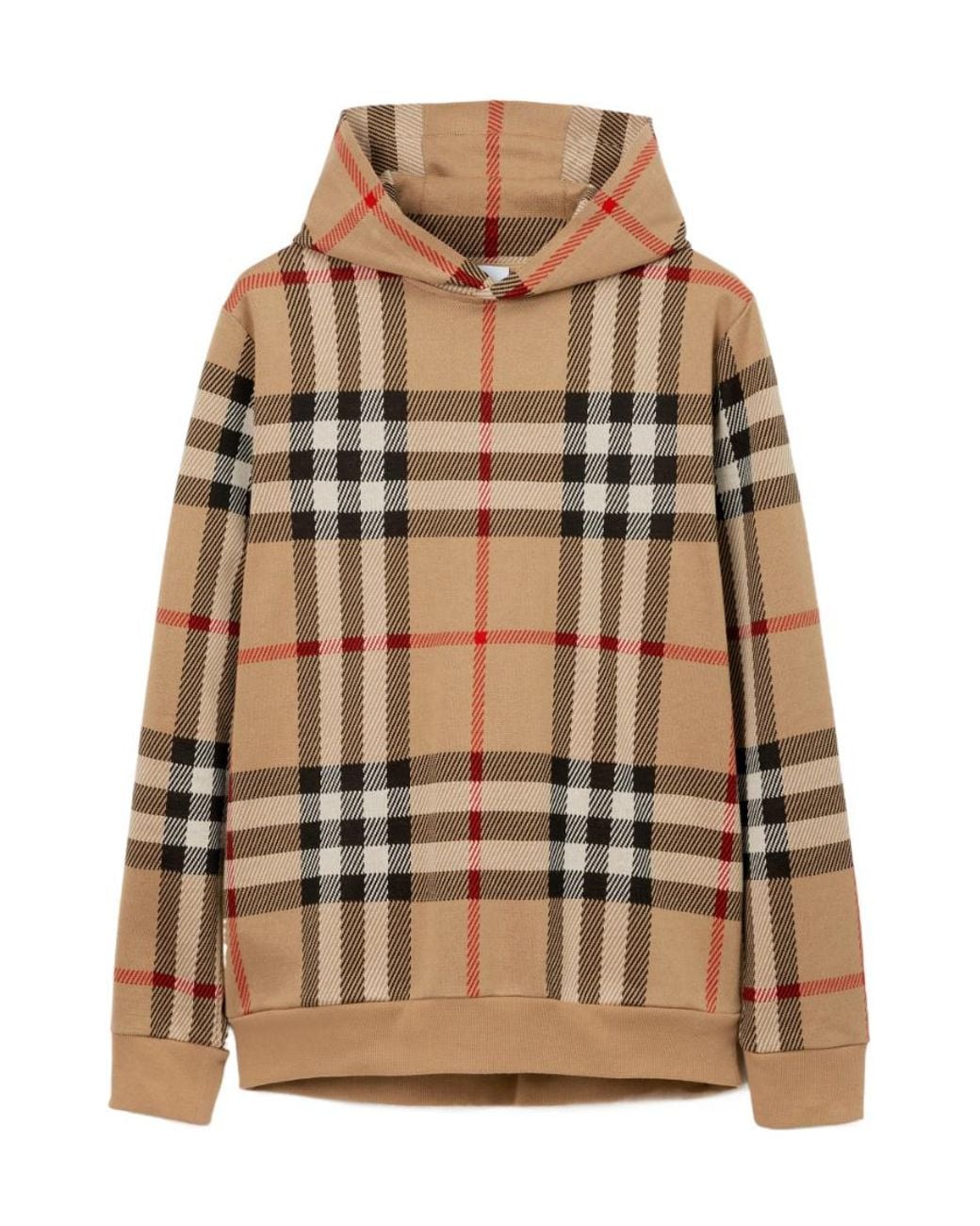 Burberry Brown Check Printed Long Sleeved Hoodie for men