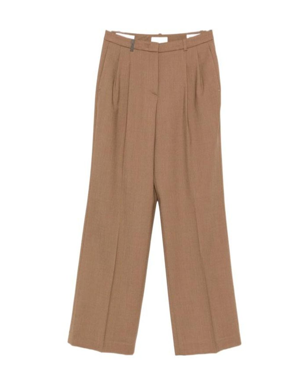 Peserico Brown Pleated Straight-Leg Trousers