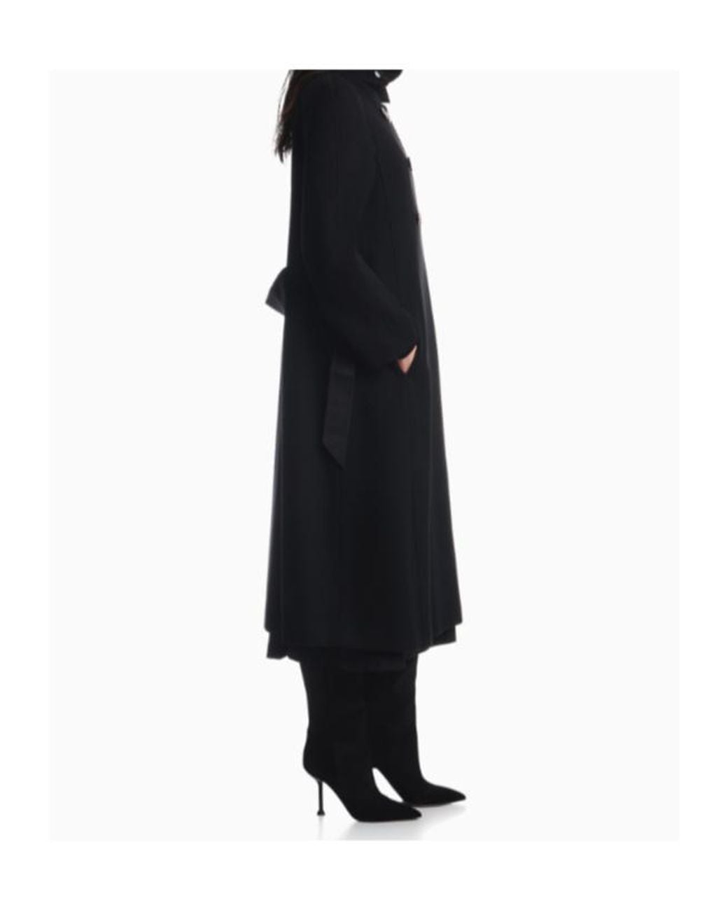 Emporio Armani Black Double-Breasted Belted Coat