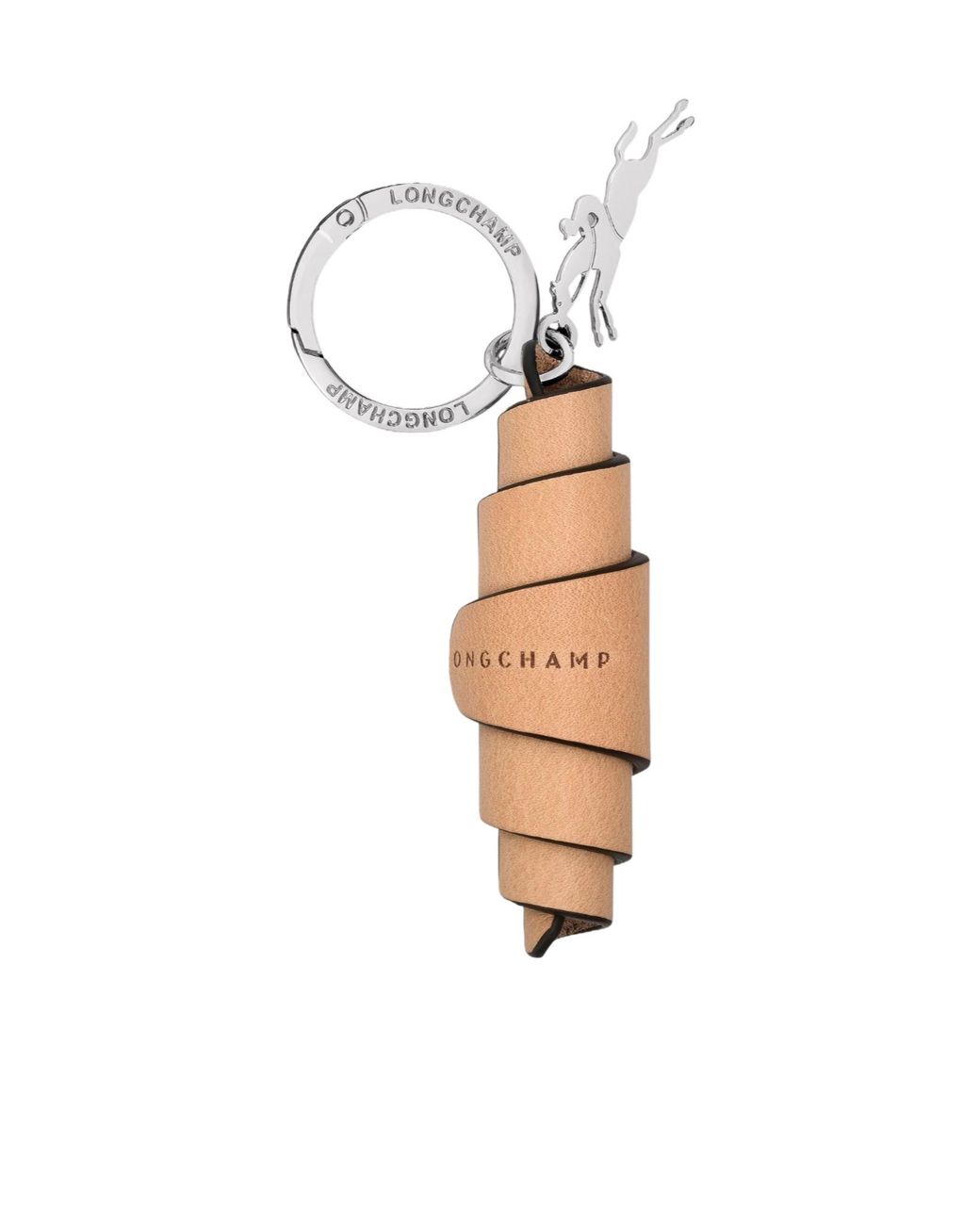 Longchamp White Leather Key Ring