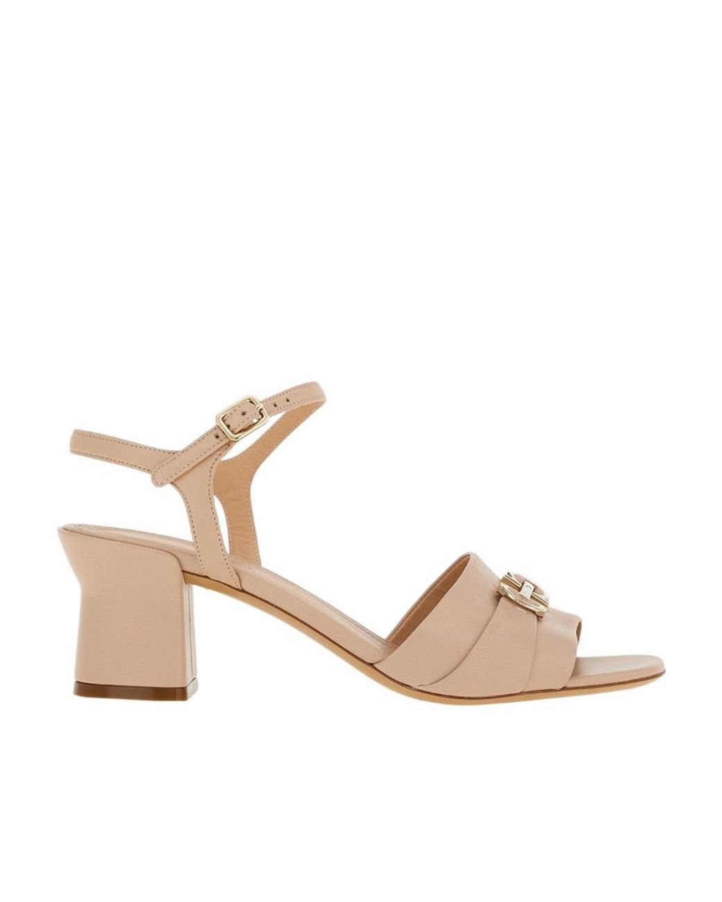 Ferragamo Natural Logo High-Heeled Sandals