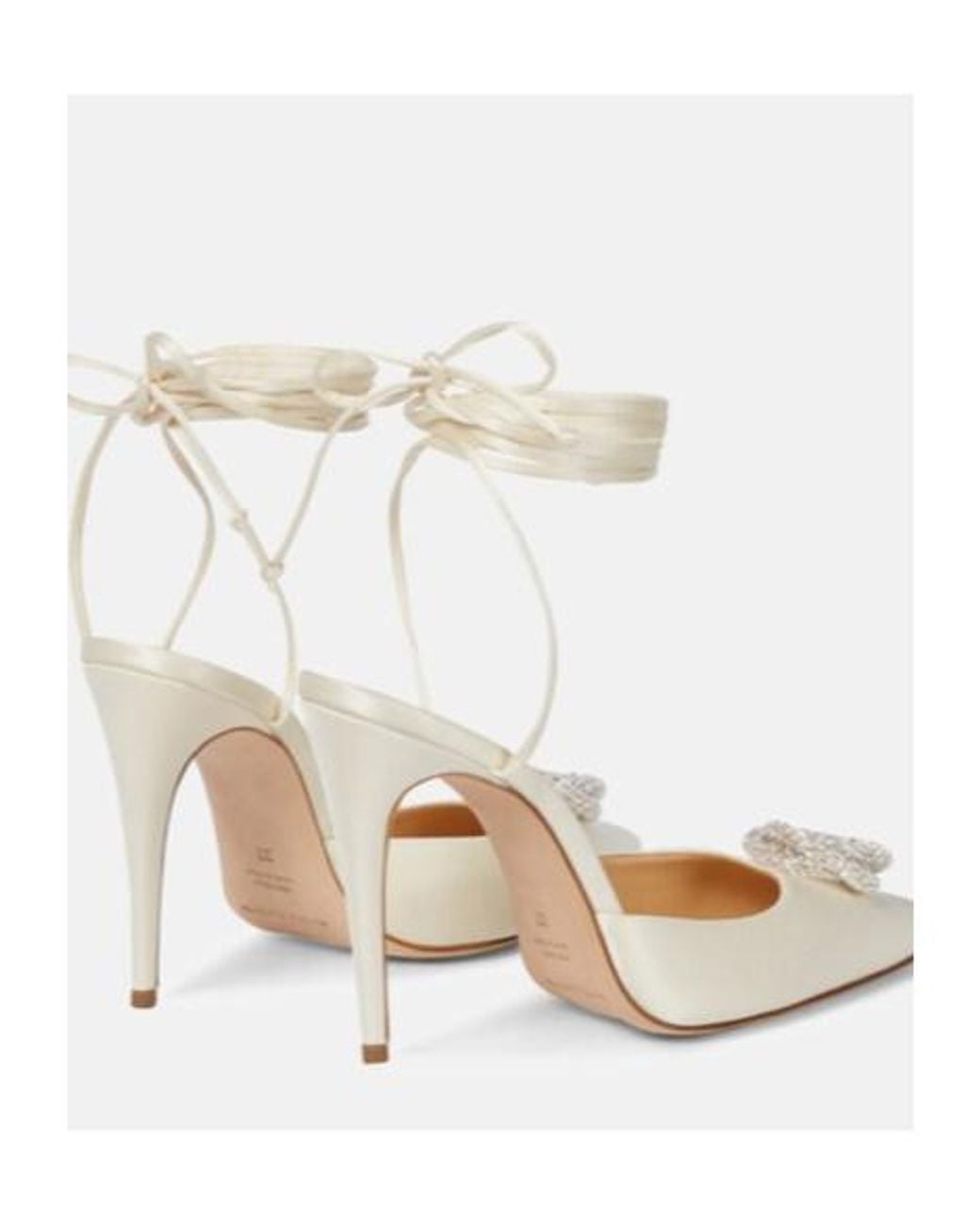 Magda Butrym White Crystal-Embellished Satin Pumps