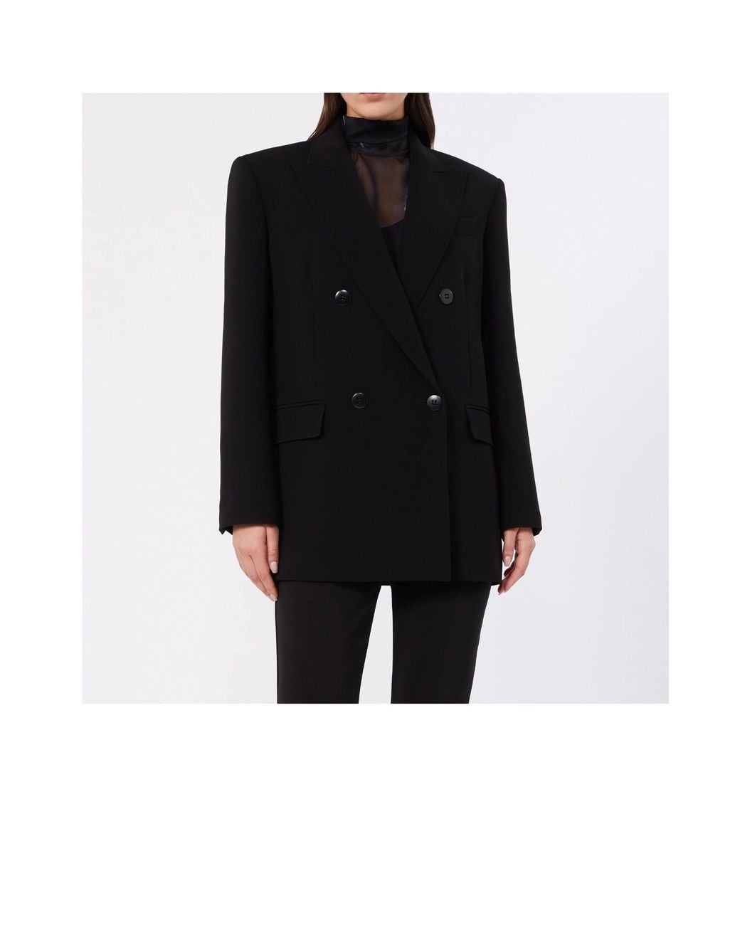 Max Mara Black S Double-Breasted Peak-Lapel Blazer