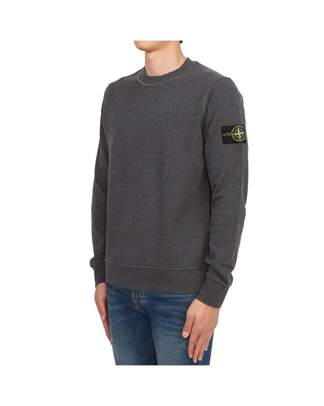 Stone Island Gray Compass-Motif Cotton Sweatshirt for men