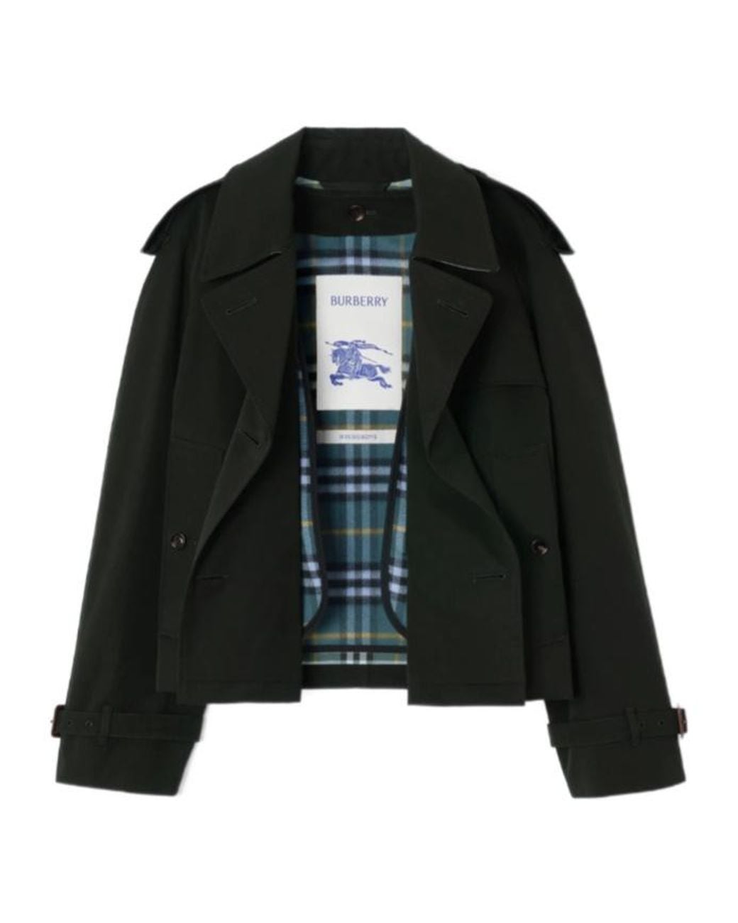 Burberry Black Cropped Gabardine Mayfair Trench Jacket With Warmer