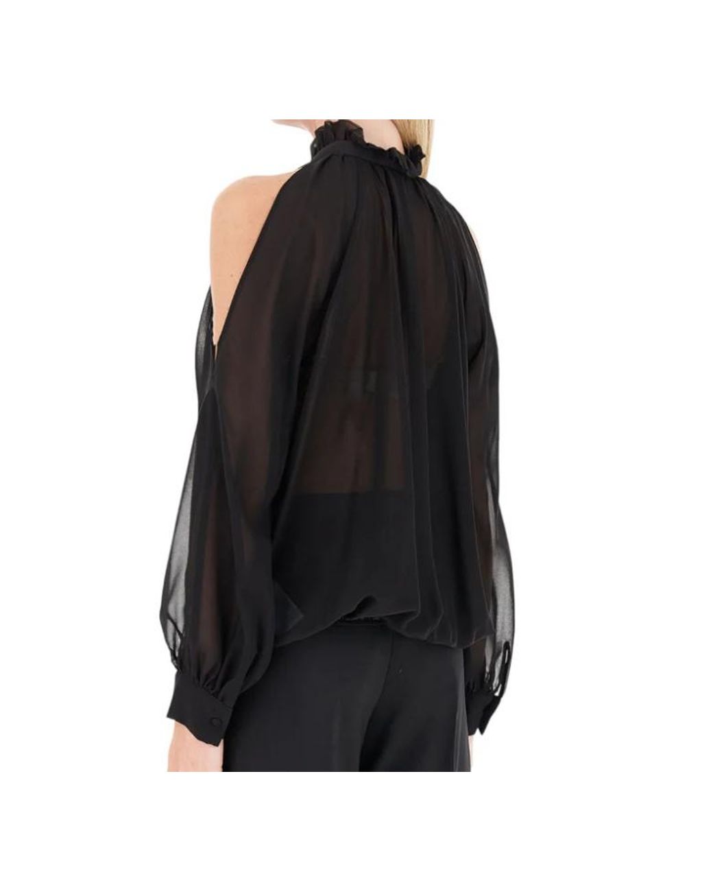 Liu Jo Black Long Sleeves Tassel Blouse