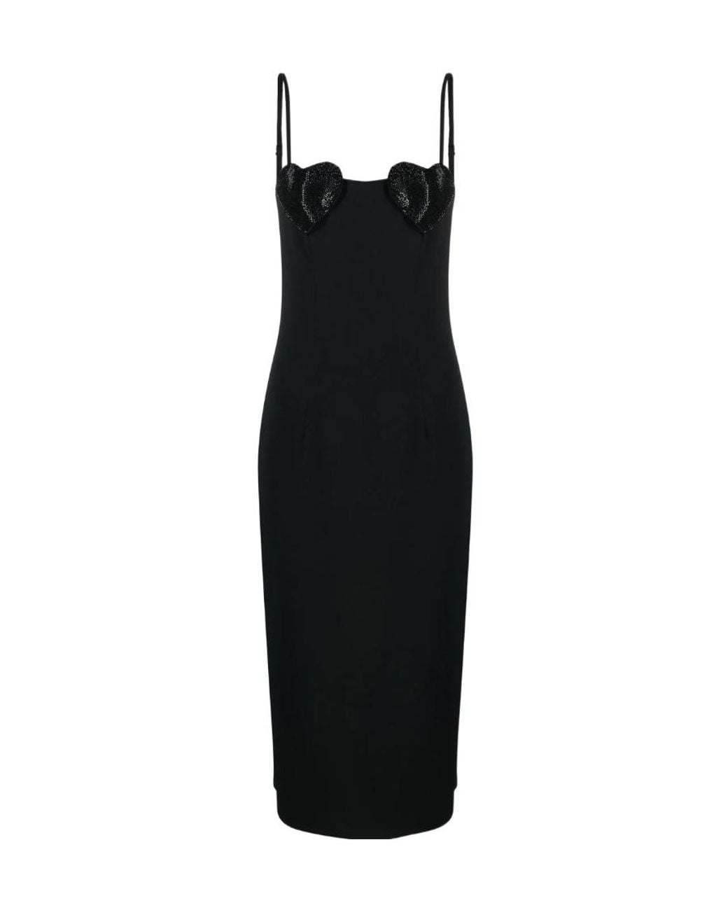 Blumarine Black Heart Sequin Dress With Thin Straps