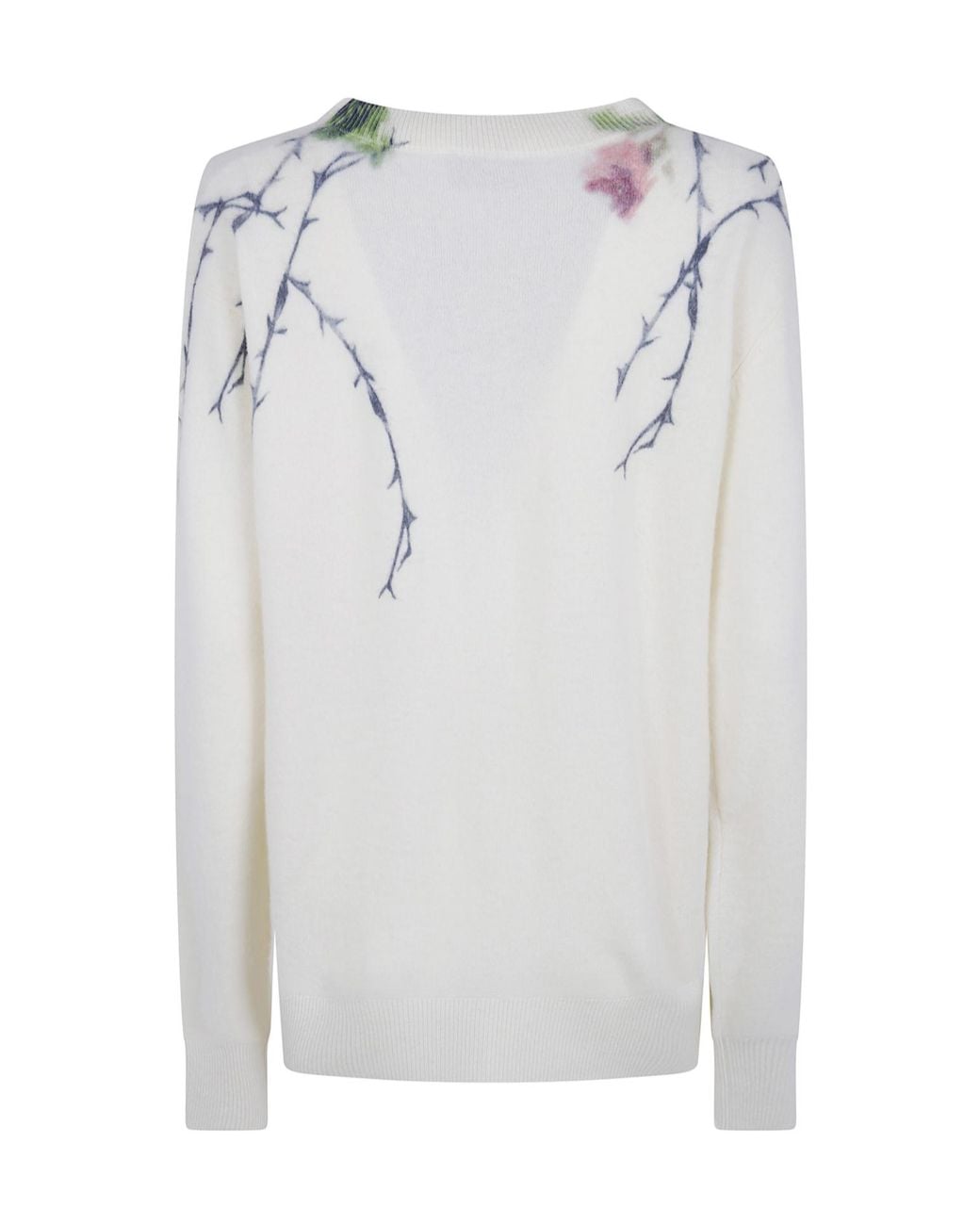 Blumarine White Rose Print Sweater