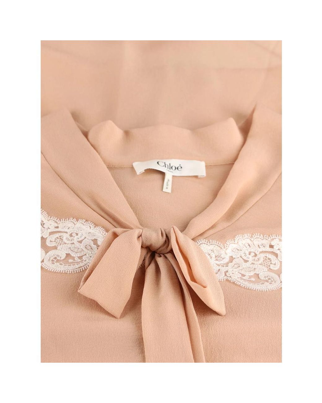 Chloé Pink Chloé Lace-Trim Tie-Neck Blouse