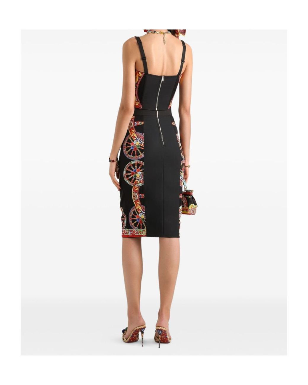 Dolce & Gabbana Black Carretto Print Charmeuse Long Skirt