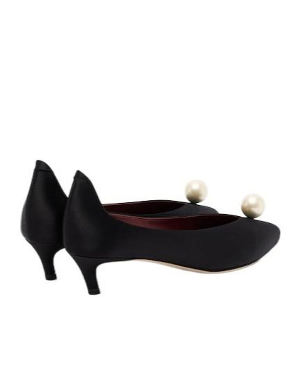 Magda Butrym Brown Pearl-Adorned Satin High Heels