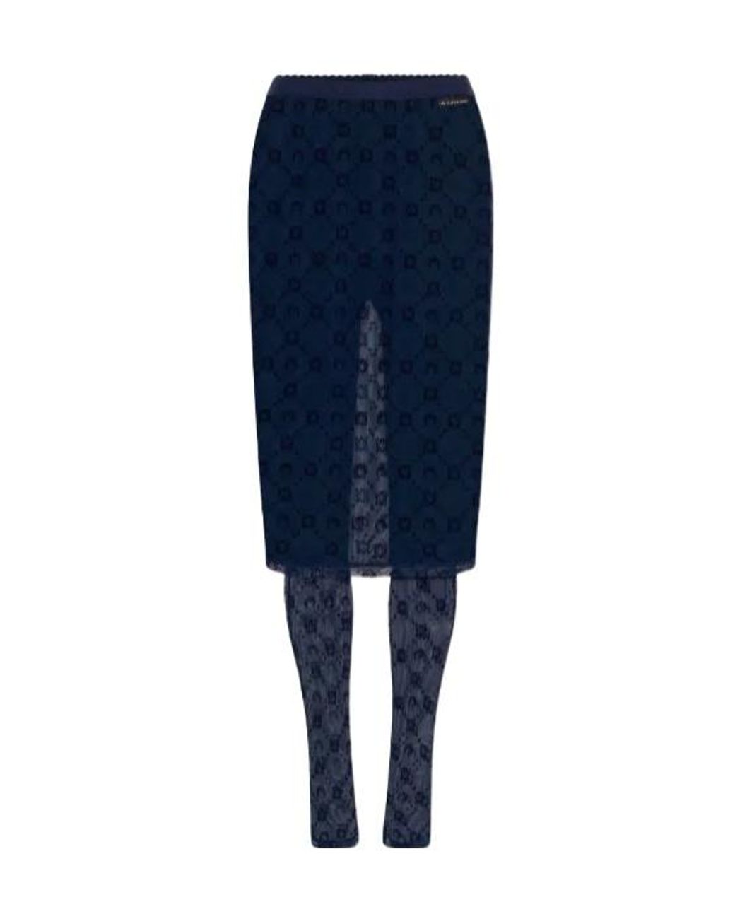MARINE SERRE Black Moonogram Mesh Flocked Pant-Skirt