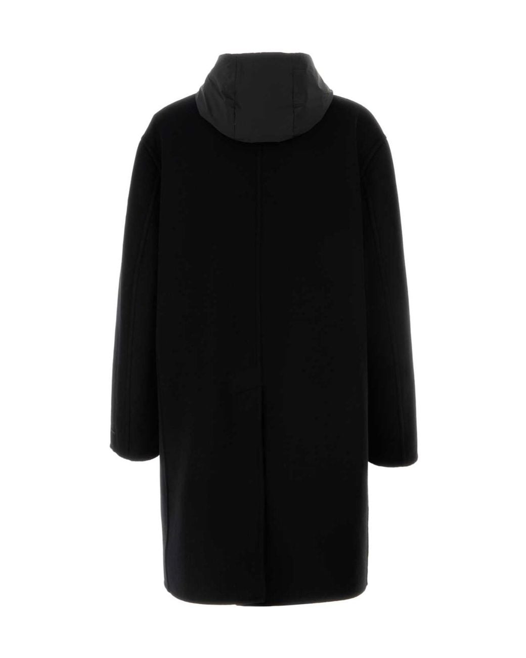 Prada Black Long Sleeved Straight Hem Overcoat for men