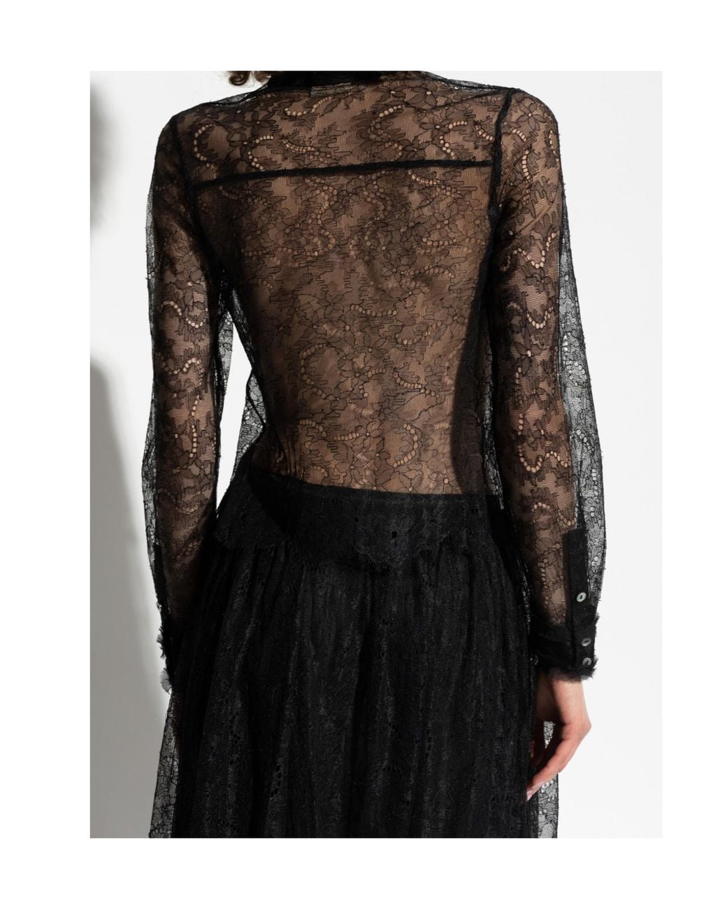 Ulla Johnson Black Lace Button-Front Blouse