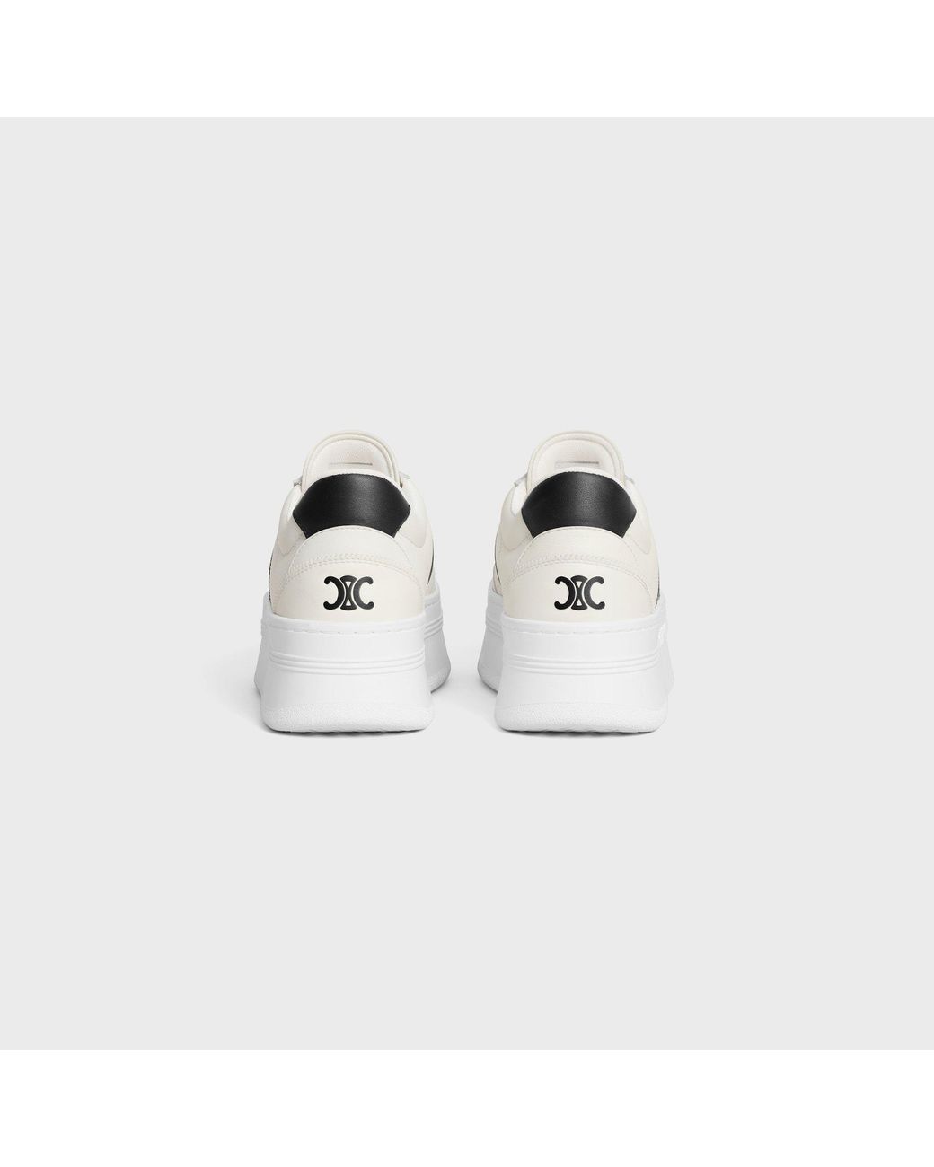 Céline White Block Sneakers With Back Triomphe And Wedge Outsole