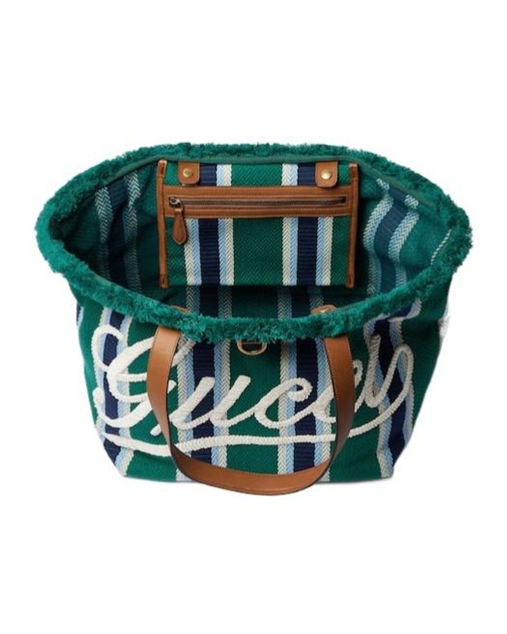 Gucci Green Medium Embroidered Canvas Tote Bag for men